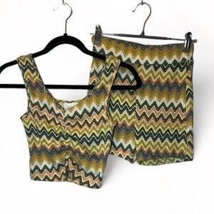 Colsie 2 PC Bohemian Festival Lounge Crop &‎ Shorts Set Women Junior Teen Sz XS